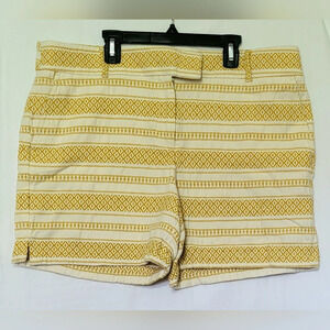 Loft Womens Riviera Gold White Geometric Striped Preppy Boho‎ Pockets Shorts 14
